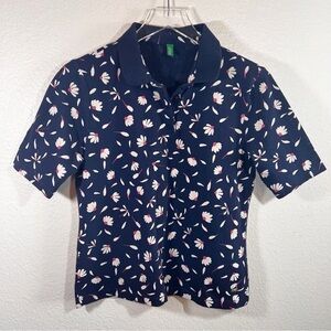 United Colors Of Benetton Navy Floral Polo Shirt